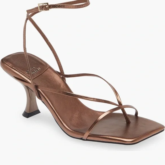 Jeffrey Campbell Metallic Bronze Strappy Heels Fluxx Sandal - Picture 1 of 6
